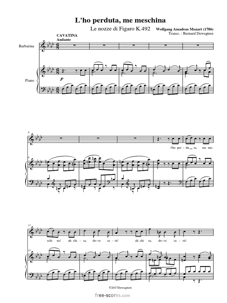 Mozart Lho Perduta Meschina | PDF