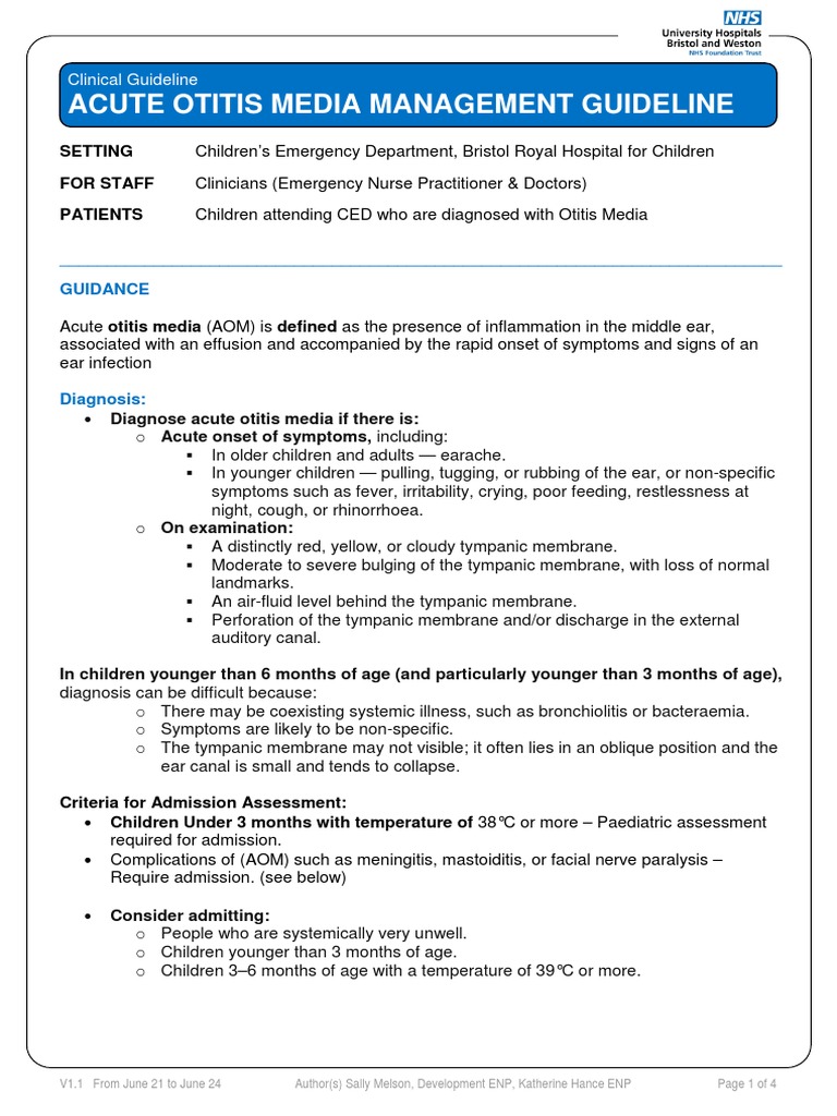 Acute Otitis Media Management Guideline1_1 PDF Medicine Immunology