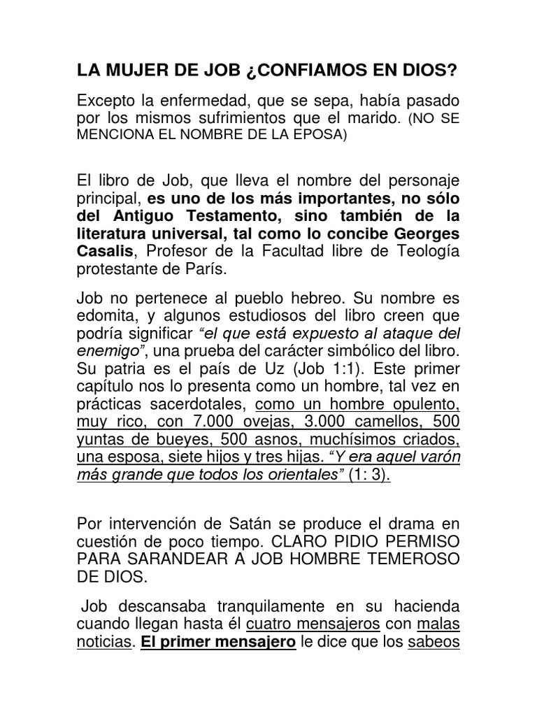 La Mujer de Job PDF Libro de trabajo Diablo