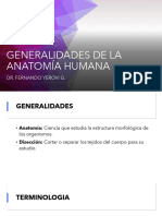 Generalidades de La Anatomía Humana: Dr. Fernando Yerovi G
