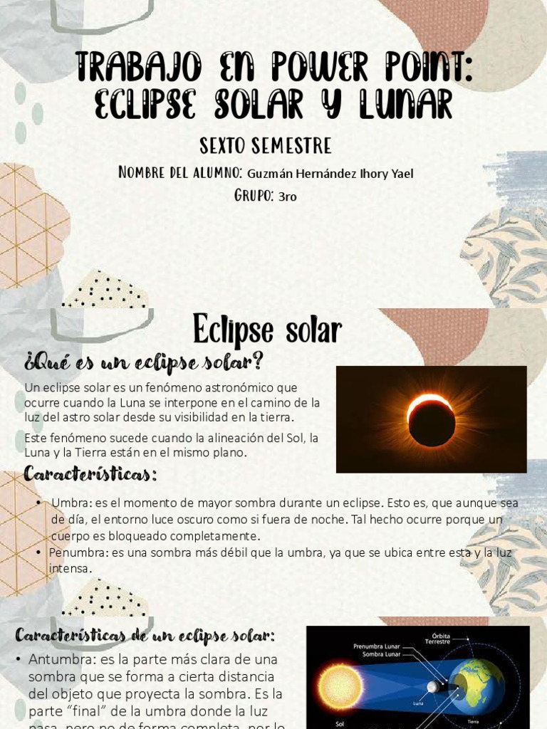 Características de Eclipses Solares y Lunares | PDF | Eclipse solar | Luna