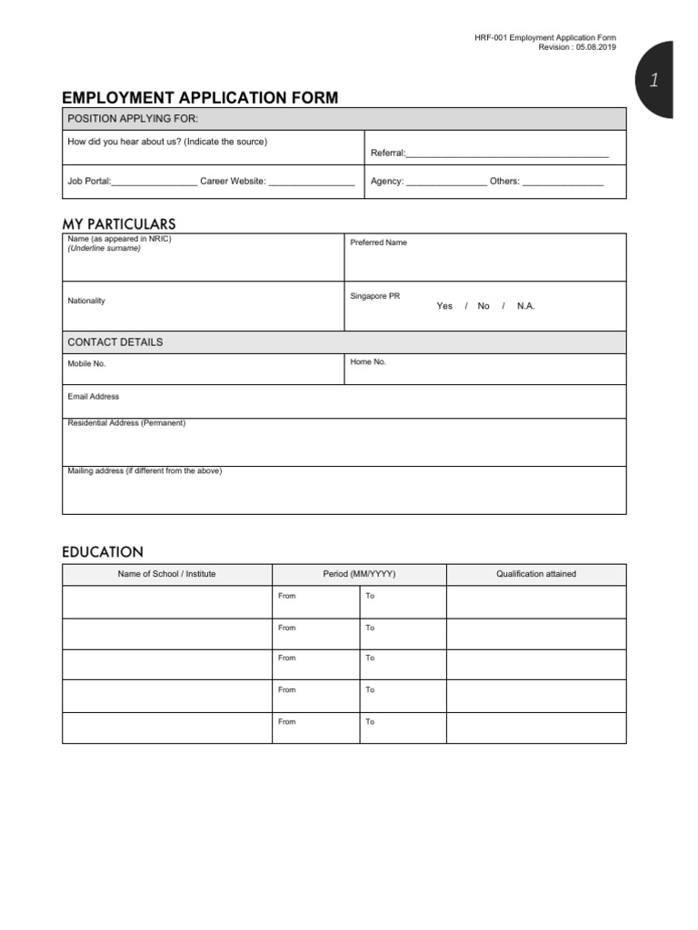 Employment Application Form Template | PDF | Employment | Recruitment