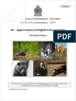2020 OL Appreciation of English Literary Texts Marking Scheme
