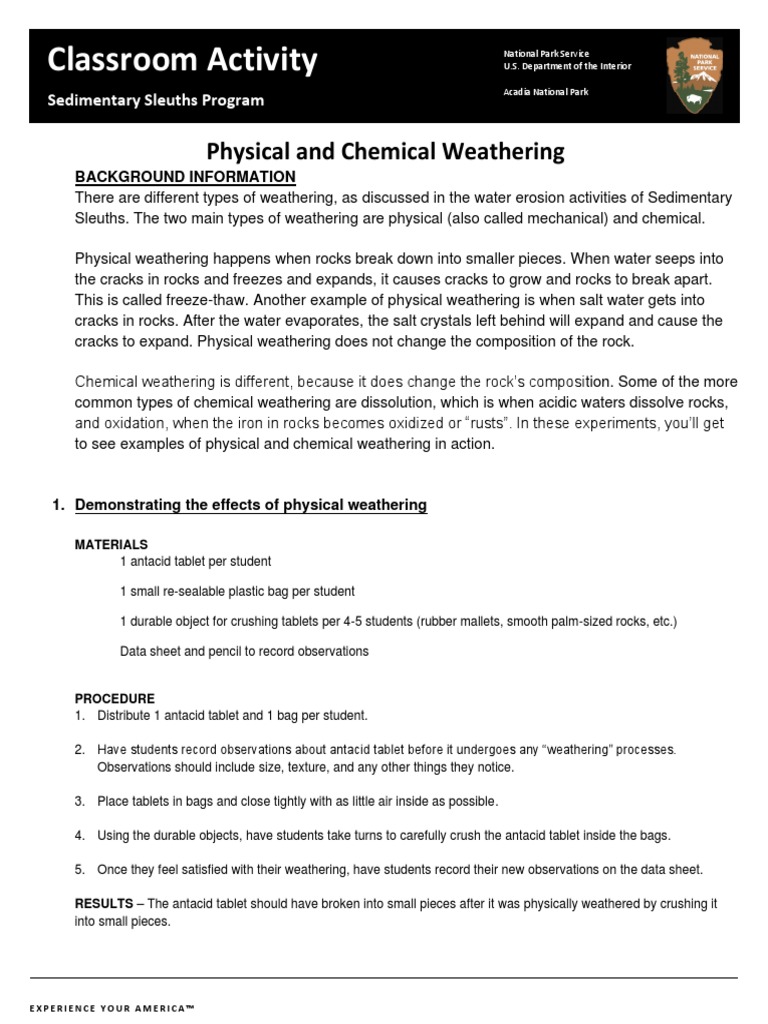 Mechanical and Chemical Weathering PDF Weathering Rock (Geology)
