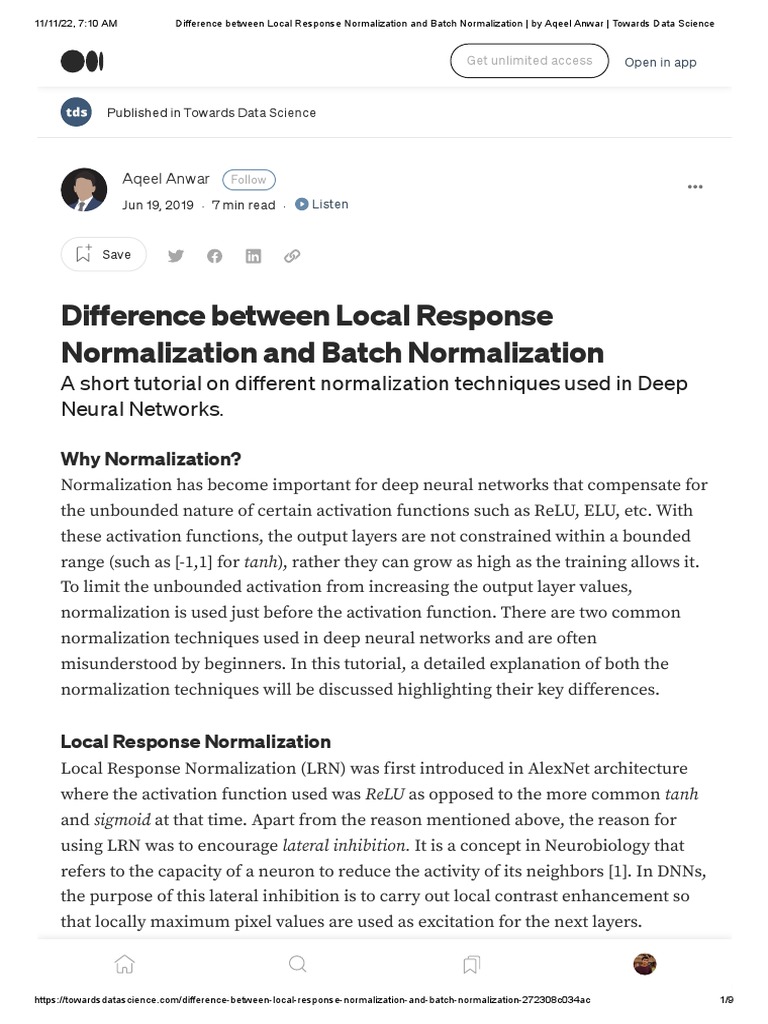 Difference between local response normalization and batch normalization