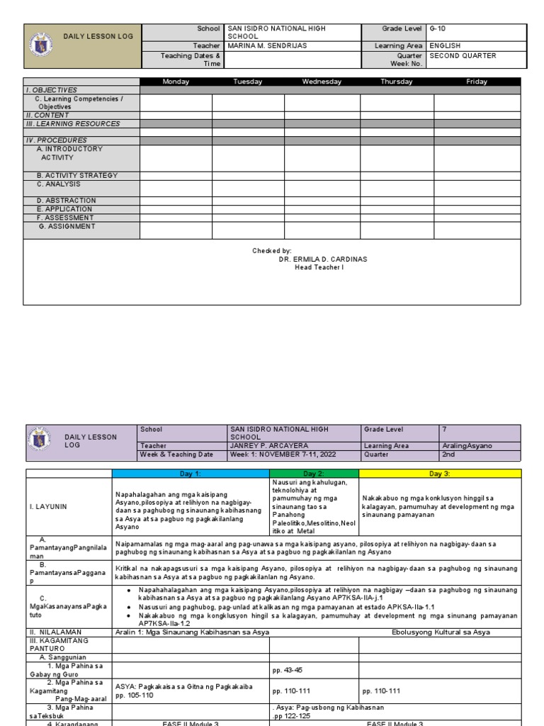 DLL Blank Form PDF