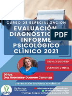 Brochure Oficial Del Curso de Especialización en Evaluación, Diagnóstico e Informe Psicológico Clínico 2021