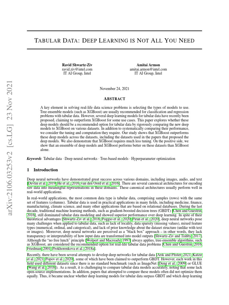 XGBoost vs. Deep Learning for Tabular Data | PDF | P Value | Deep Learning