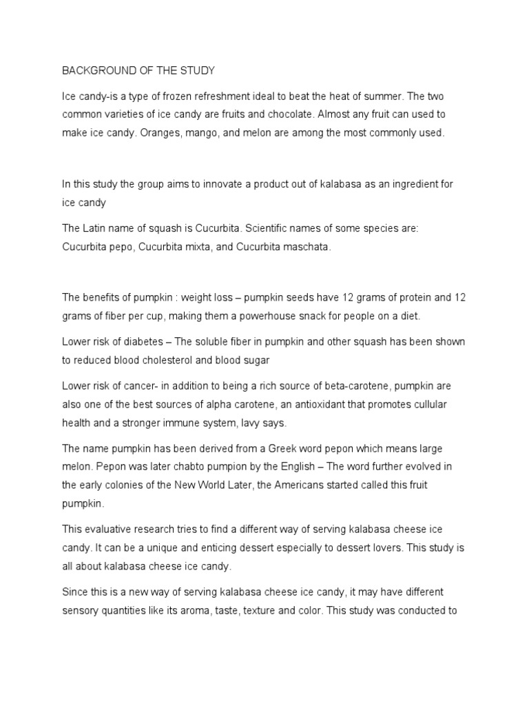 Background of The Study | PDF | Cucurbita | Pumpkin