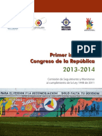 Primer Informe Comisión de Seguimiento y Monitoreo Al Cumplimiento de La Ley 1448 de 2011