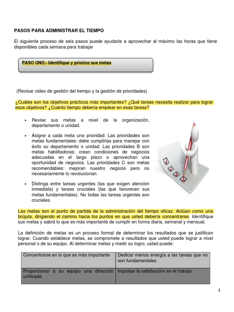 Los Seis Pasos para La Administración Del Tiempo | PDF | Software ...