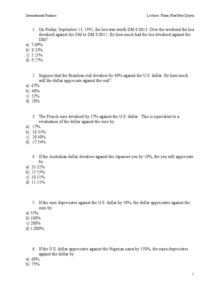 2exercise - Understand Exchange Rates | PDF | Devaluation | Money
