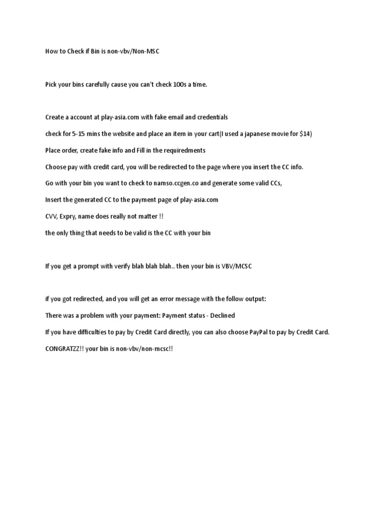 How To Check If Bin Is NonVbv & NonMSC PDF