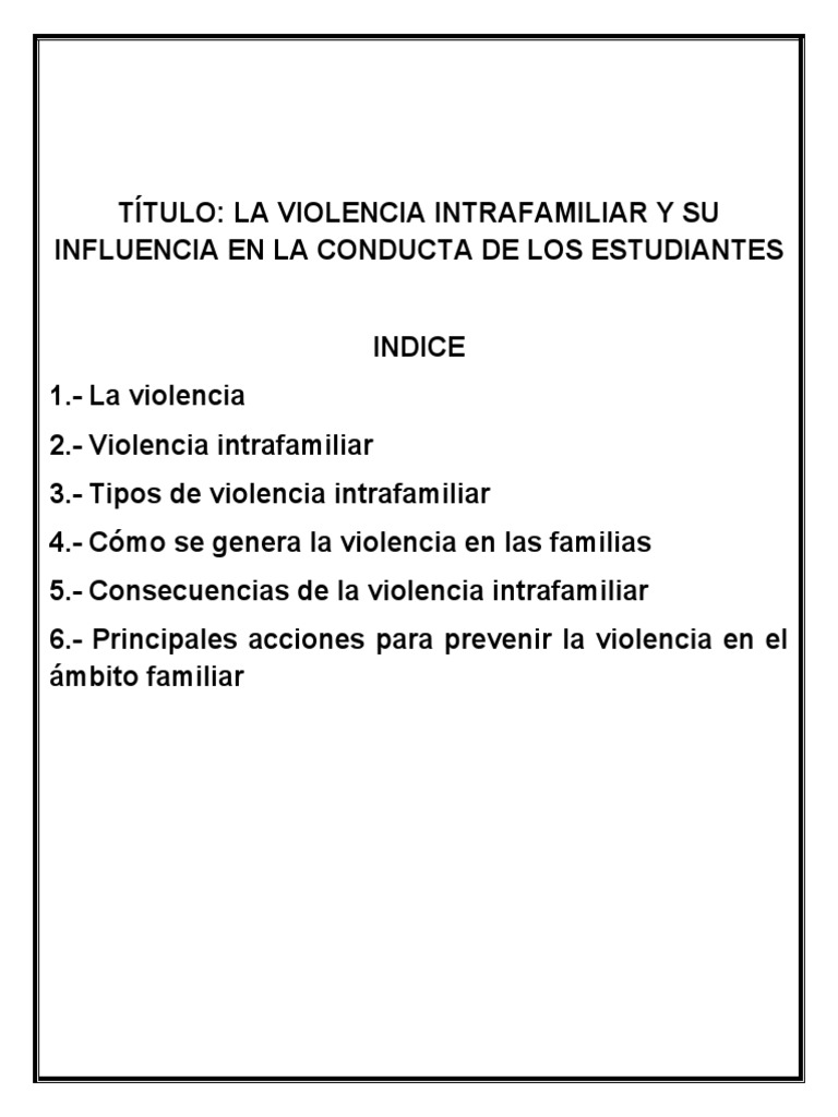 Impacto de la Violencia Intrafamiliar | PDF | Violencia doméstica ...