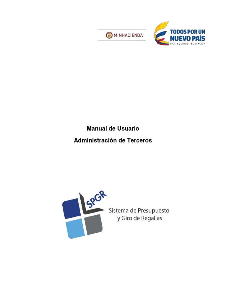 Manual de SPGR: Administración de Terceros | PDF | Presupuesto ...