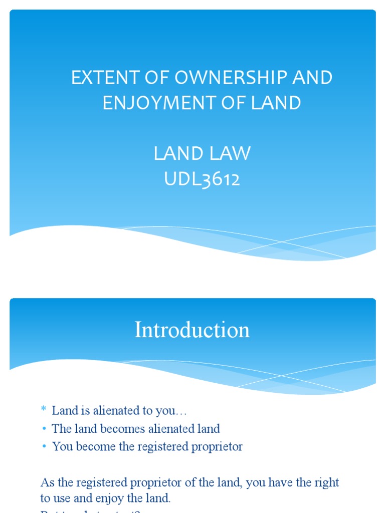 Rights and Enjoyment of Land Ownership | PDF | Concurrent Estate | Law ...