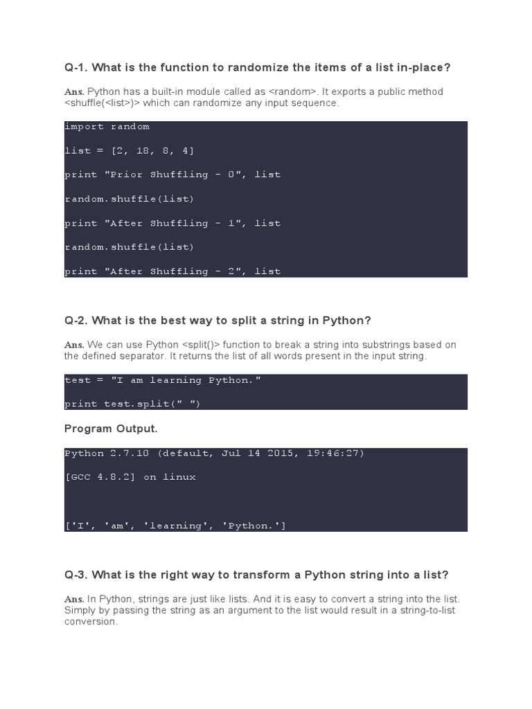 15 Python Questions | PDF | Class (Computer Programming) | Method ...