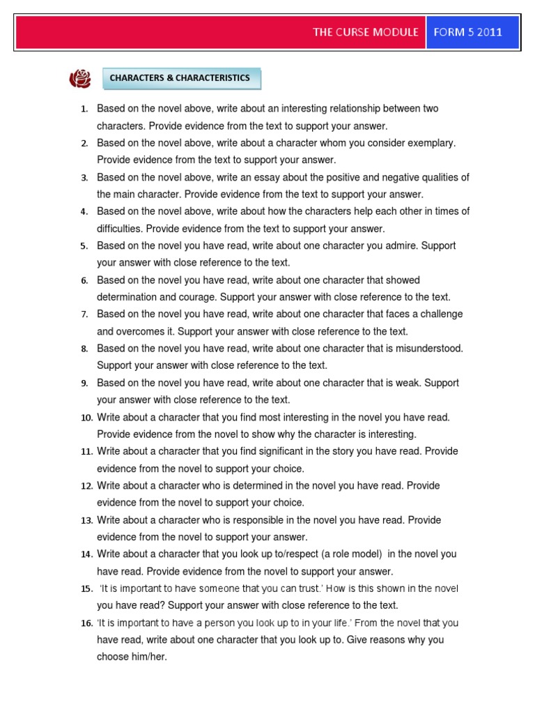 1119 The Curse Exam Module | PDF | Novels | Psychological Concepts