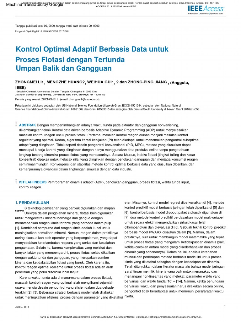 Data-Driven Adaptive Optimal Control For Flotation | PDF | Teknologi ...