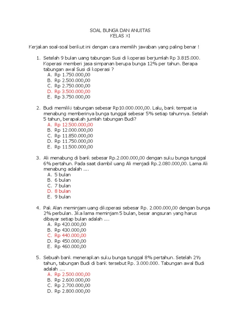 Soal Bunga Dan Anuitas Pdf