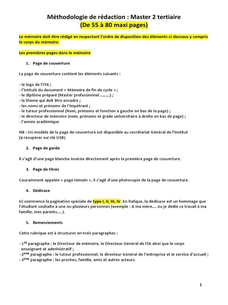 Méthodologie Mémoire Master 2 Tertiaire PDF Master (diplôme ou — free download
