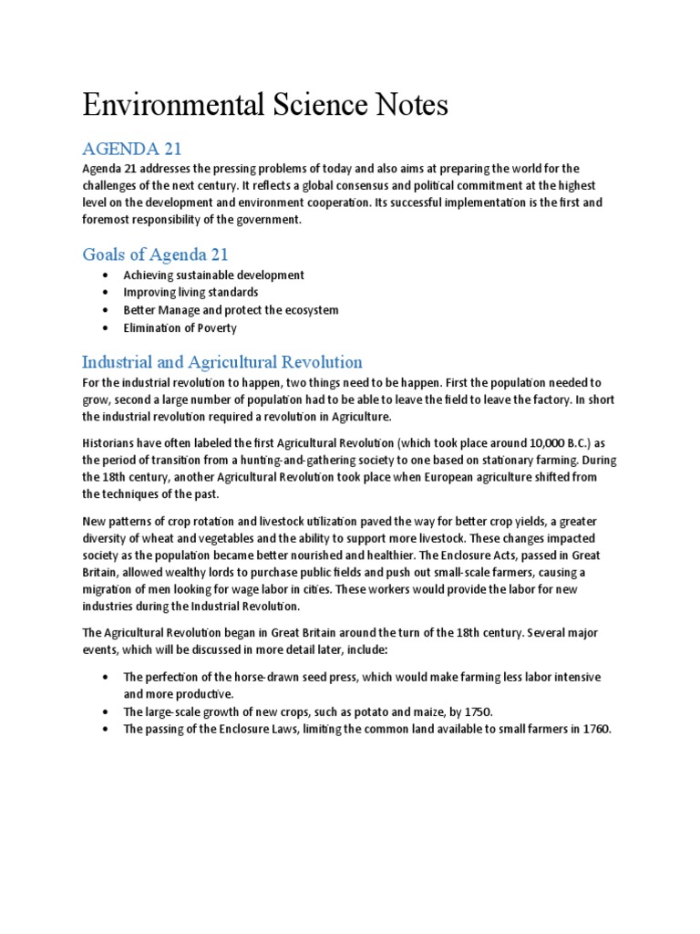 Environmental Science Notes | PDF | Millennium Development Goals | Toxin