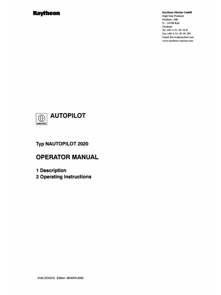 Nautopilot 2020 fdocuments in operator manual autopilot np2020 pdf