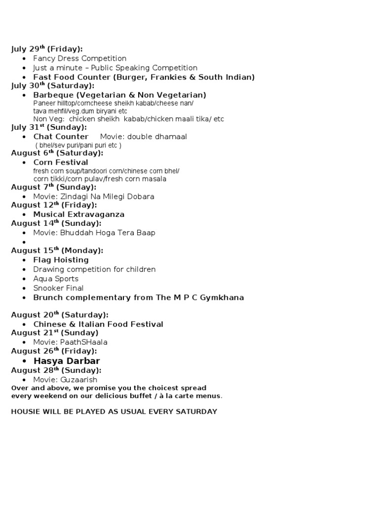 Programes in August | PDF
