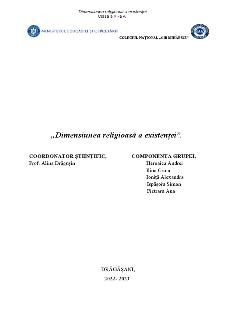 Dimensiunea Religioasa A Existentei | PDF