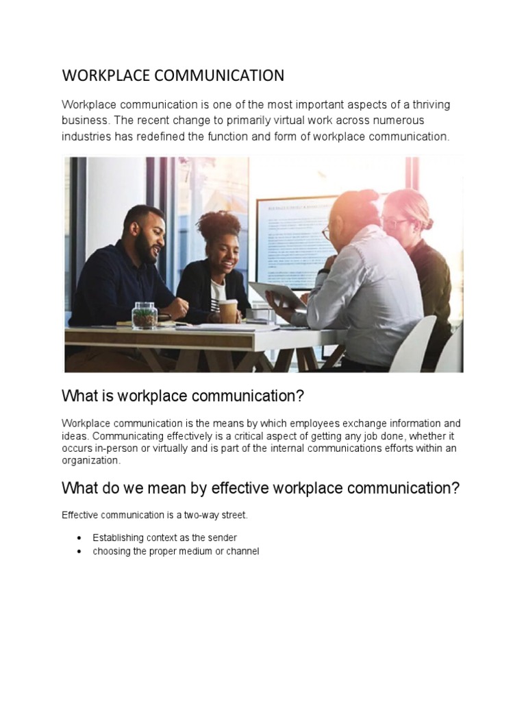 Effective Workplace Communication Strategies | PDF | Career & Growth ...