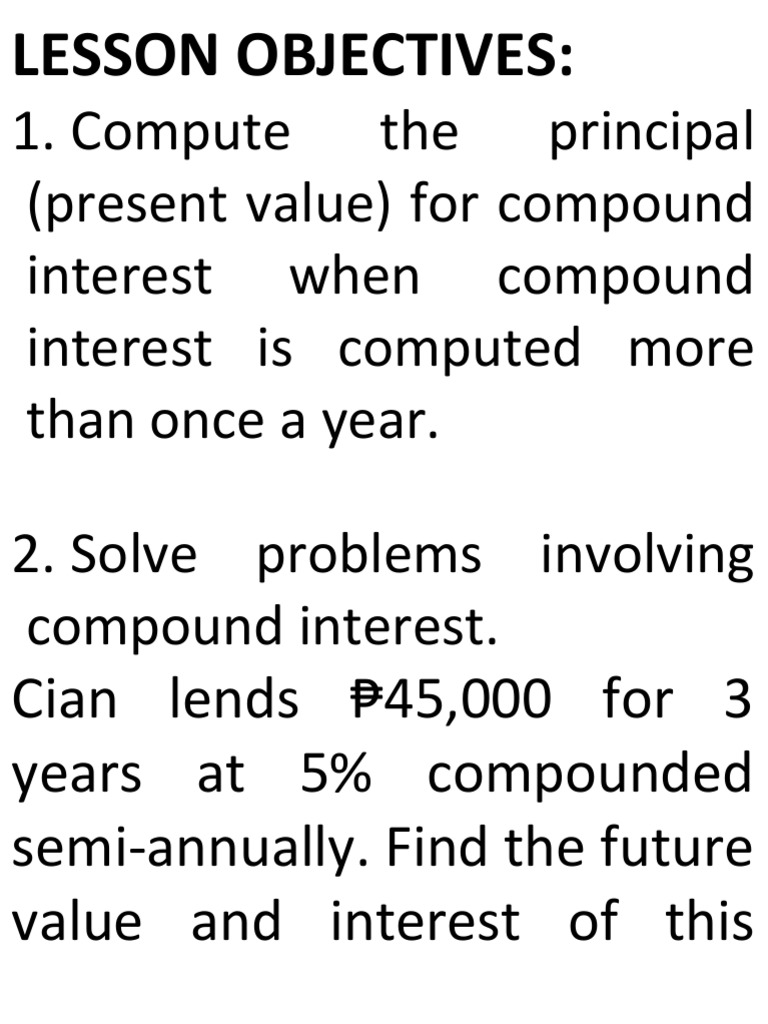 Lesson 26 - Compounding More Than Once A Year (Present Value) | PDF ...