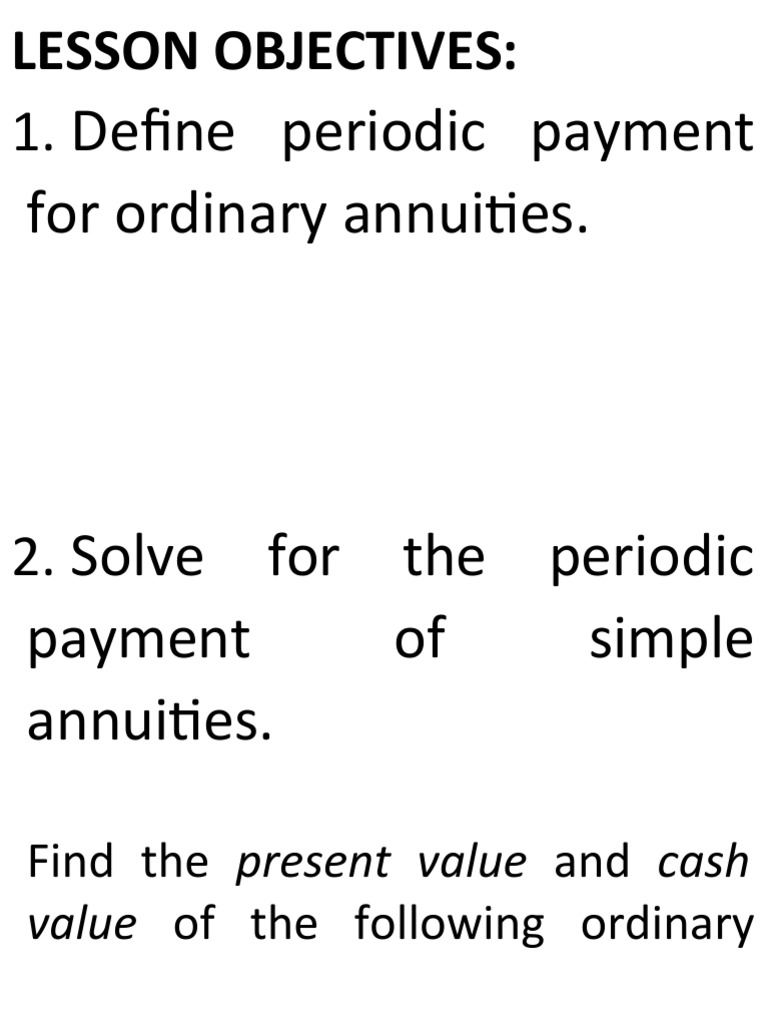 Lesson 28 Simple Annuities Periodic Payment Pdf