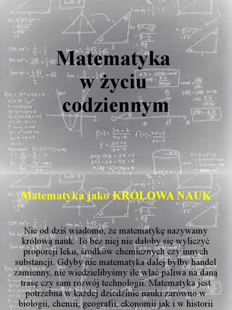 10 Przykładów Zastosowania Matematyki W życiu Codziennym Matematyka W Życiu Codziennym | PDF