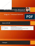 MA-2073 Matematika Rekayasa B: Minggu Ke 7: Persamaan Diferensial