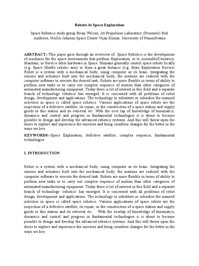 Robotics in Space Exploration