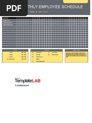 Monthly Employee Schedule Template