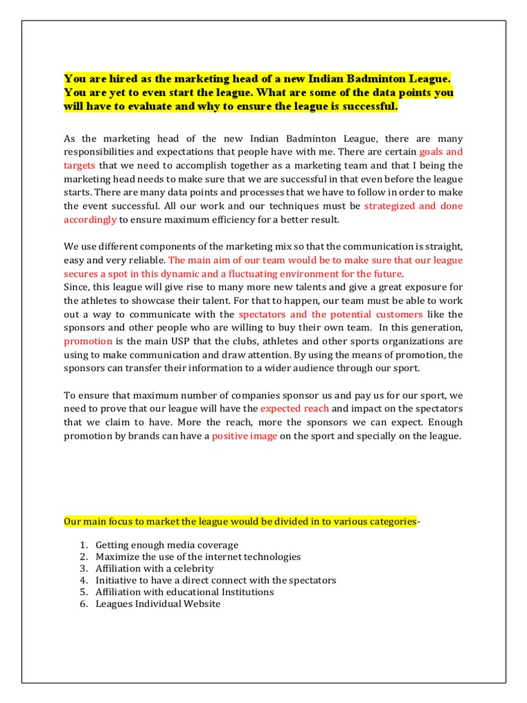 Sports Marketing Final Individual Assignment PDF Mass Media