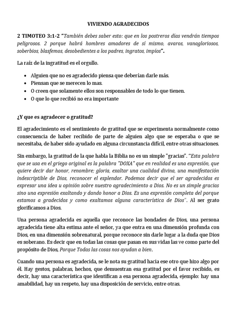 La Importancia de la Gratitud en Dios | PDF | Dios | Creencia religiosa ...