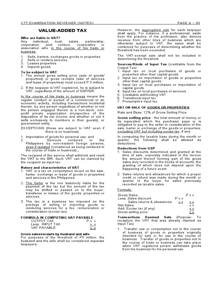 ValueAdded Tax Vat On Sale of Goods or Properties PDF Value Added
