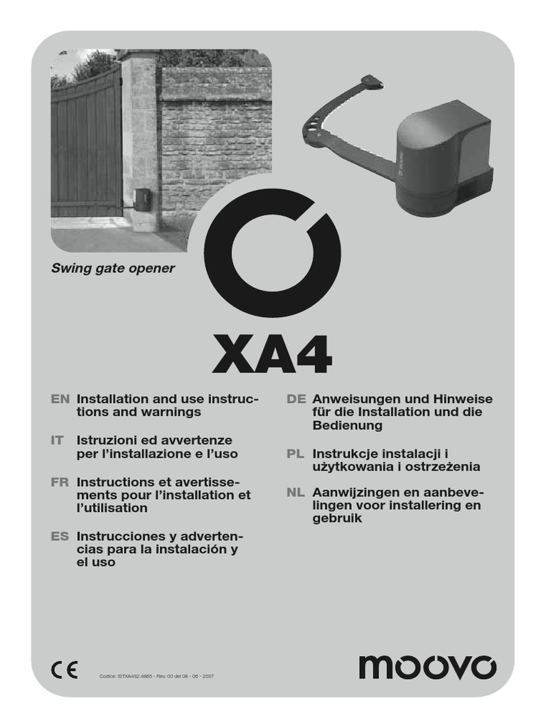 Notice Portail Électrique Moovo XA432 PDF Automation Screw — free download