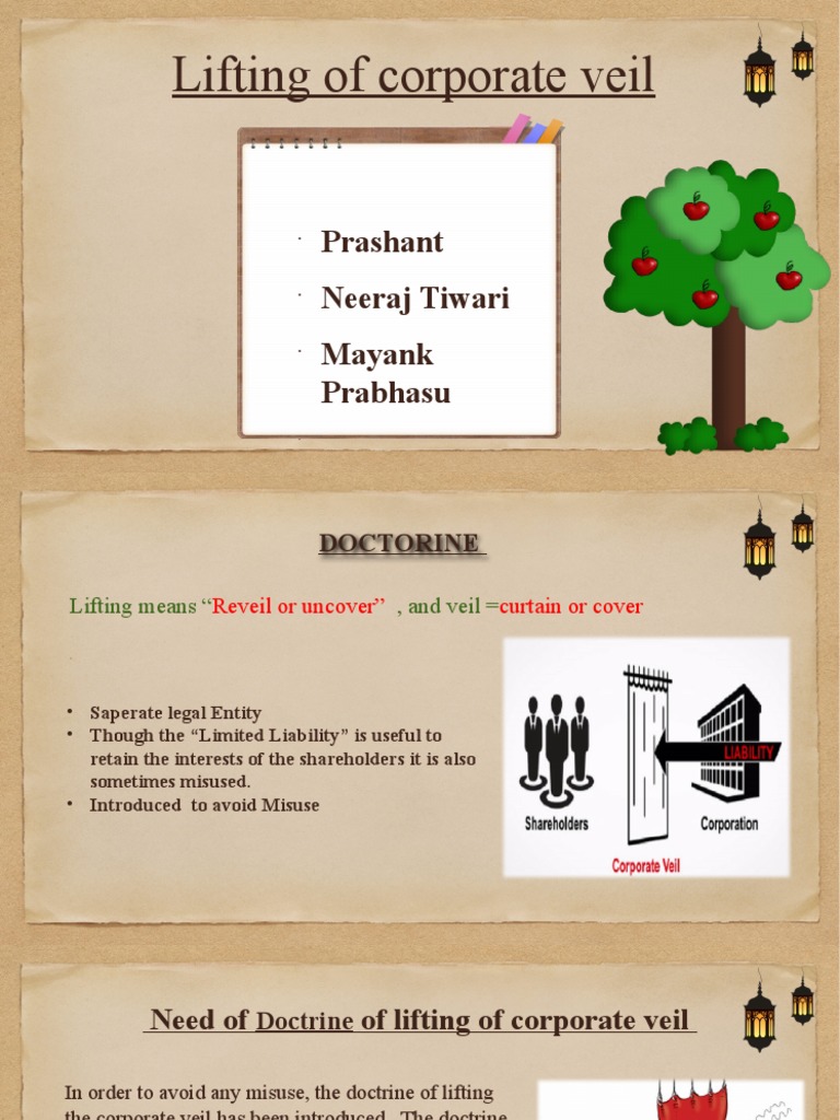 Lifting of Corporate Veil Class Presentation Gla University