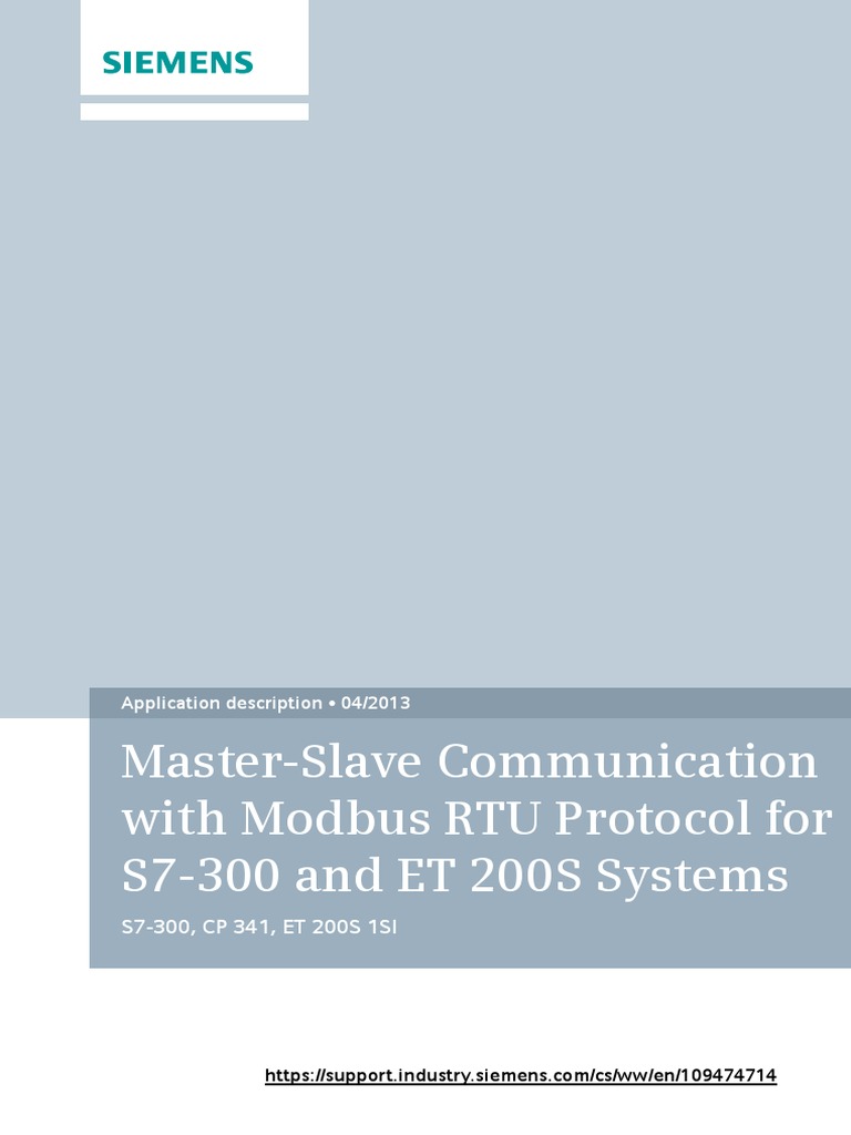 Master-Slave Communication With Modbus RTU Protocol For S7-300 and ET ...