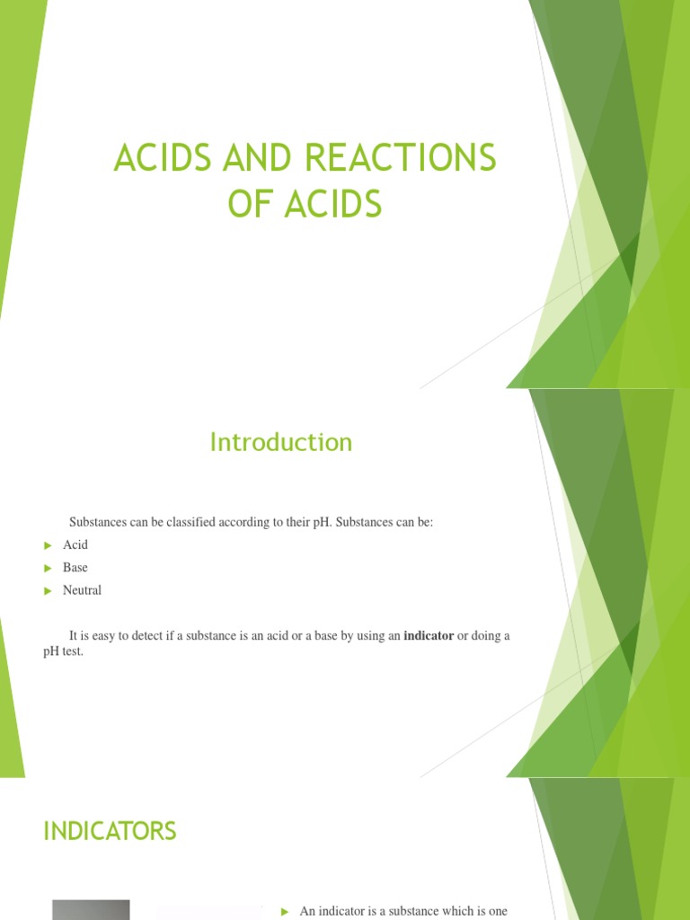 Acids and Reactions of Acids PDF Acid Ph