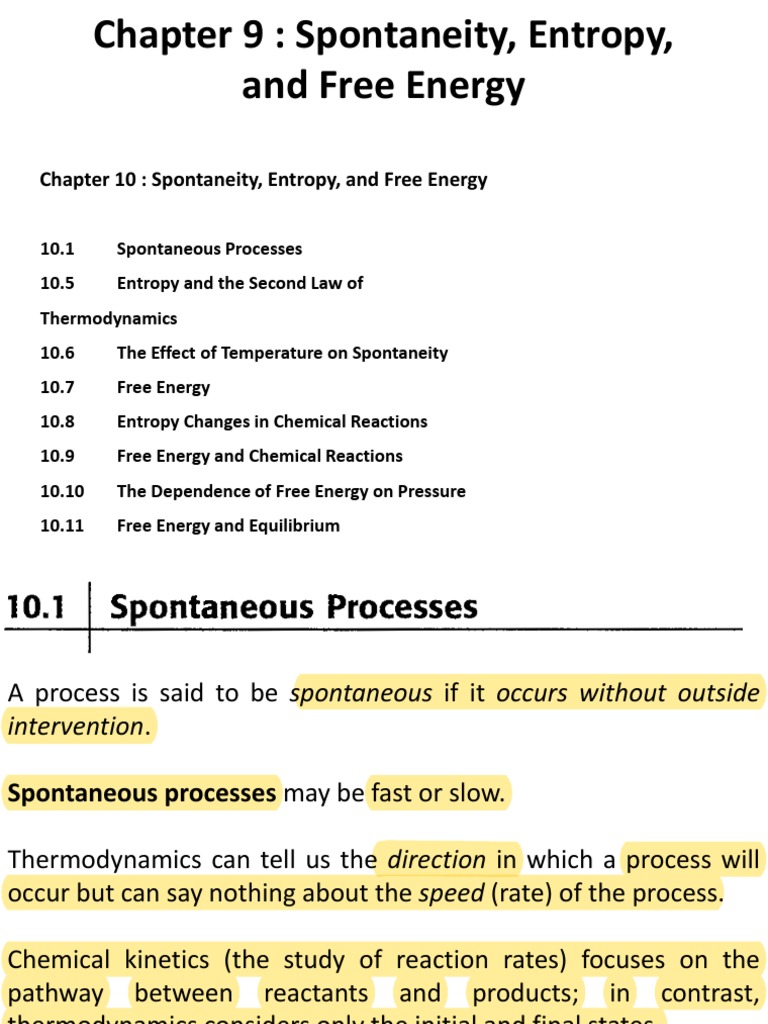 Spontaneity, Entropy, and Free Energy | PDF | Entropy | Gibbs Free Energy