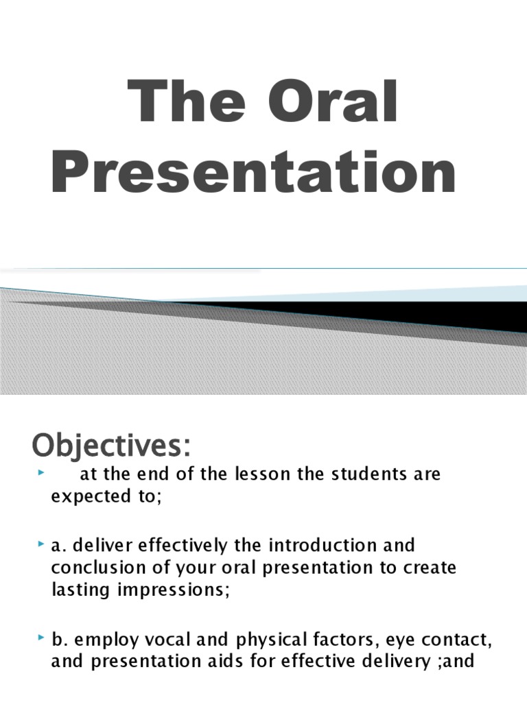 The Oral Presentation PPT PC | PDF | Public Speaking | Communication