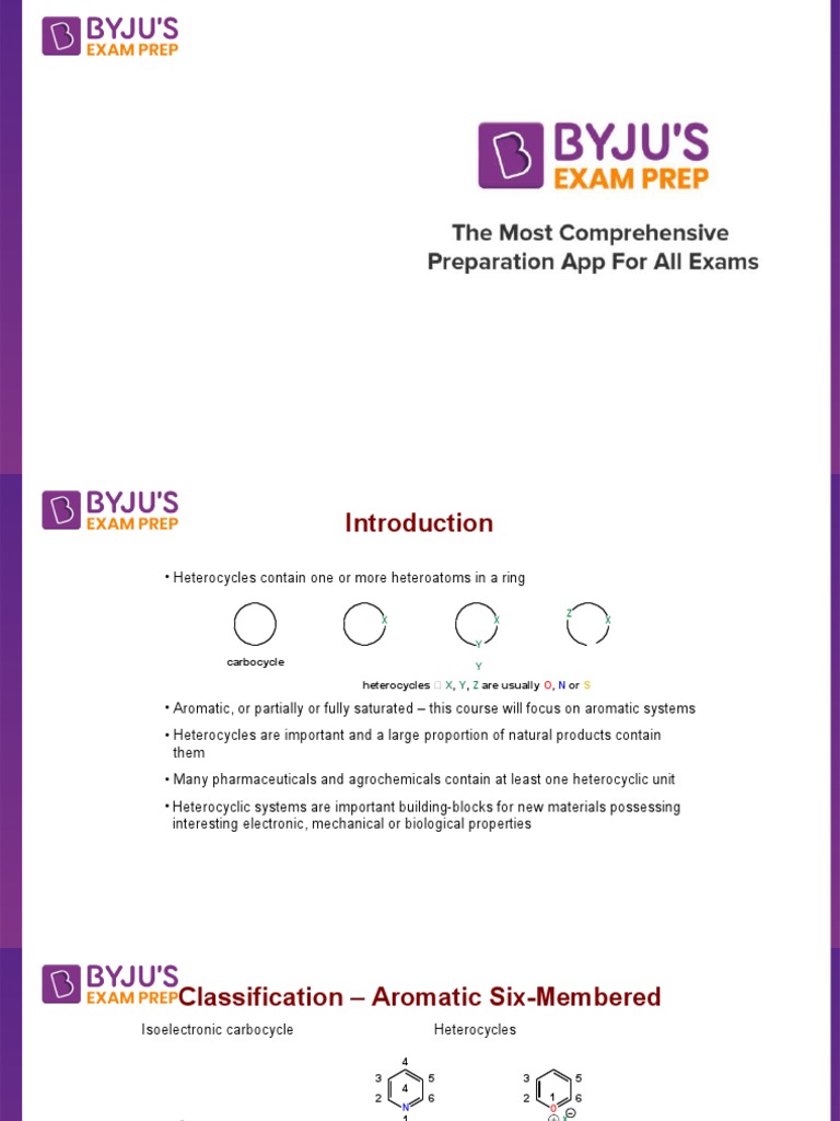 Heterocyclic Compounds Byju Format | PDF | Heterocyclic Compound | Pyridine