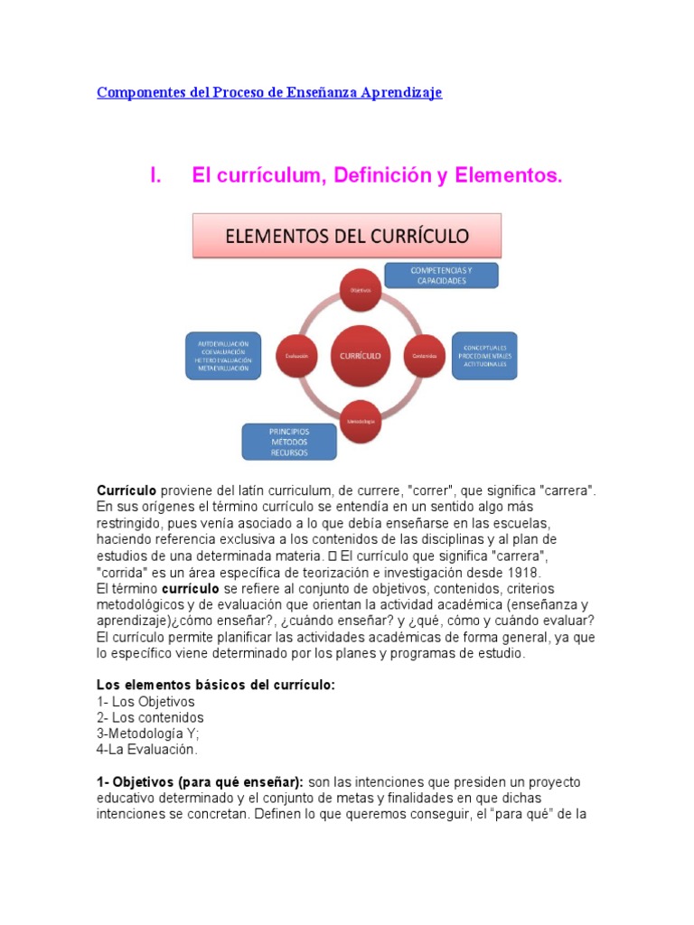 Componentes Del Proceso de Enseñanza Aprendizaje | PDF | Plan de ...