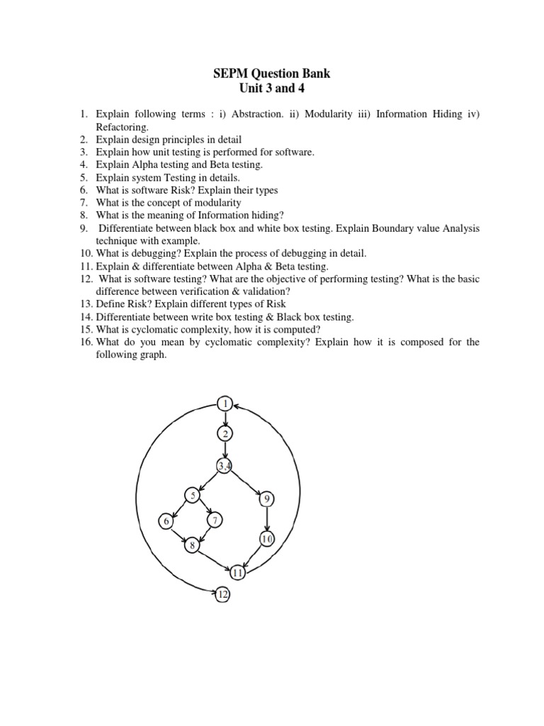 SEPM Question Bank: Software Testing & Design | PDF | Games ...