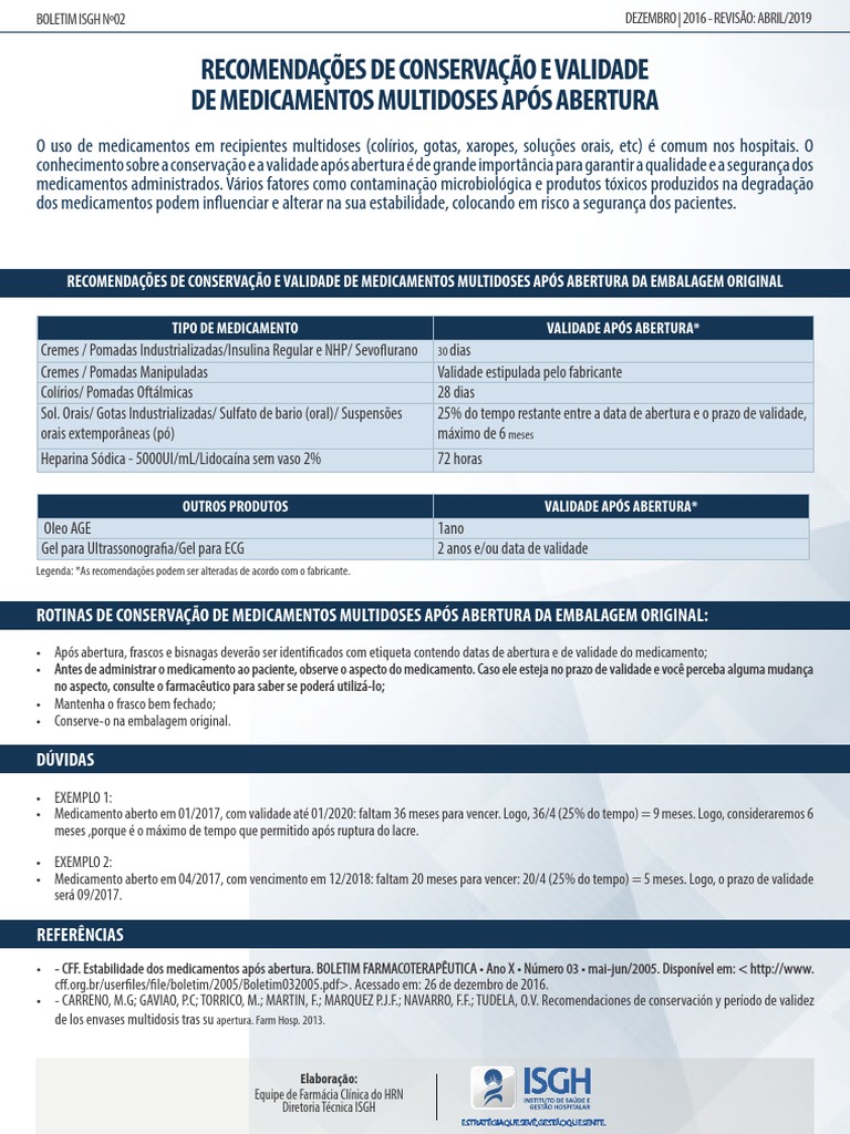 Validade e Conservação de Multidoses | PDF | Tratamentos médicos ...