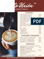 Menú confitería La Unión con precios